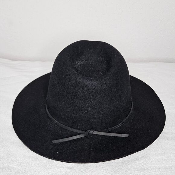 Brixton Black Wide Brim Fedora Hat 100% Wool Unisex Size Large 7 1/2 (60cm) - Picture 1 of 10